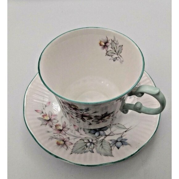 Vintage Queens Rosina Tea Cup and Saucer, Pastel Blue and Pink Flower - Picture 6 of 11